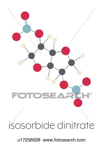 Stock Photo - Isosorbide dinitrate vasodilator drug, molecular model. Fotosearch