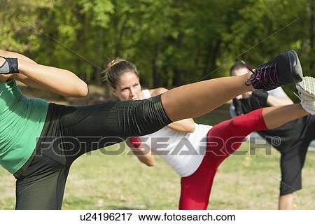 Kickboxing training outdoors View Large Photo Image Stock Photo - Kickboxing training outdoors. Fotosearch