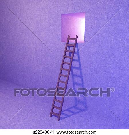 Stock Image - Ladder to window, artwork. Fotosearch