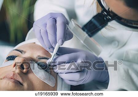 Lash lifting in beauty salon View Large Photo Image Stock Photo - Lash lifting in beauty salon. Fotosearch