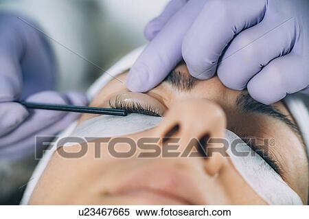 Stock Photography - Lash lifting in beauty salon. Fotosearch