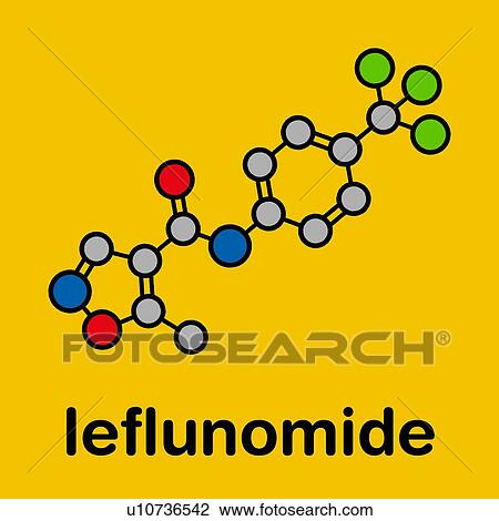 Stock Image - Leflunomide rheumatoid arthritis drug, molecular model. Fotosearch