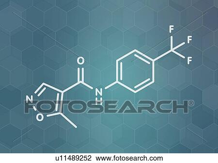 Stock Image - Leflunomide rheumatoid arthritis drug, molecular model. Fotosearch
