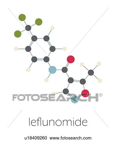 Stock Image - Leflunomide rheumatoid arthritis drug, molecular model. Fotosearch