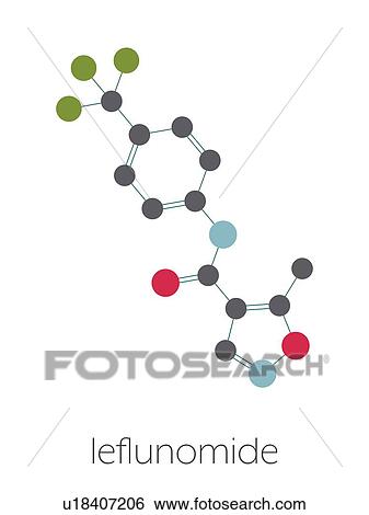 Stock Photograph - Leflunomide rheumatoid arthritis drug, molecular model. Fotosearch