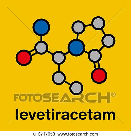 Stock Image - Levetiracetam epilepsy drug, molecular model. Fotosearch
