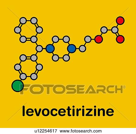 Stock Photo - Levocetirizine antihistamine drug, molecular model. Fotosearch
