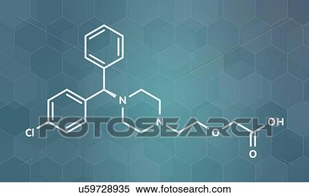 Stock Photography - Levocetirizine antihistamine drug, molecular model. Fotosearch