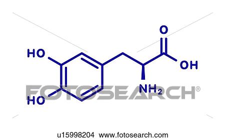 Picture - Levodopa Parkinson's disease drug, molecular model. Fotosearch