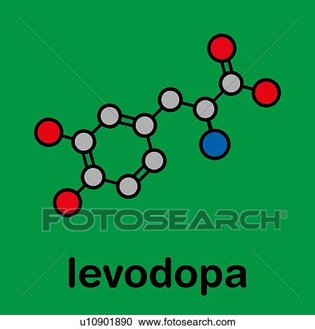 Stock Image - Levodopa Parkinson's disease drug, molecular model. Fotosearch