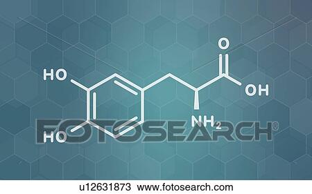 Stock Image - Levodopa Parkinson's disease drug, molecular model. Fotosearch