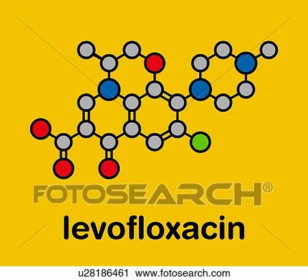 Stock Image - Levofloxacin antibiotic drug, molecular model. Fotosearch