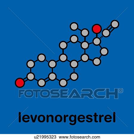 Stock Image - Levonorgestrel contraceptive pill drug, molecular model. Fotosearch