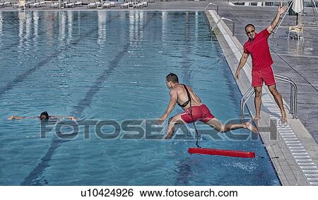 Stock Photograph - Lifeguard training course. Fotosearch