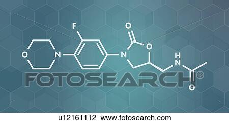 Stock Image - Linezolid antibiotic drug, molecular model. Fotosearch