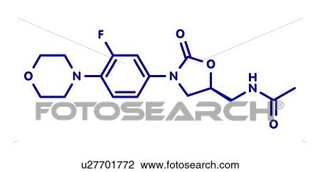 Stock Image - Linezolid antibiotic drug, molecular model. Fotosearch