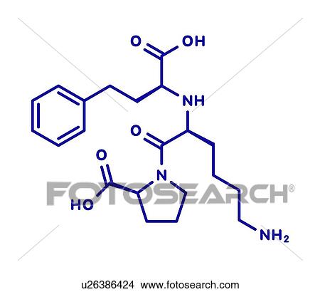 Picture - Lisinopril high blood pressure drug, molecular model. Fotosearch
