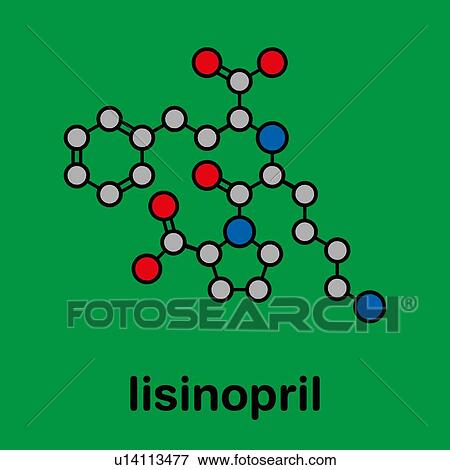 Stock Photo - Lisinopril high blood pressure drug, molecular model. Fotosearch