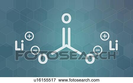 Stock Photo - Lithium carbonate bipolar disorder drug, molecular model. Fotosearch