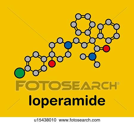 Stock Image - Loperamide diarrhoea drug, molecular model. Fotosearch
