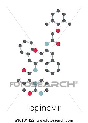 Stock Image - Lopinavir HIV drug, molecular model. Fotosearch