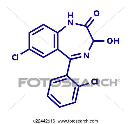 Stock Photograph - Lorazepam sedative and hypnotic drug, molecular model. Fotosearch