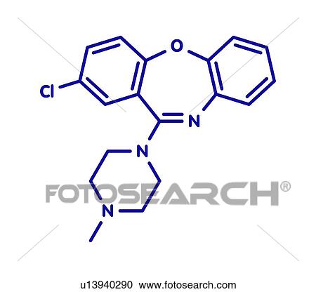 Stock Image - Loxapine antipsychotic drug, molecular model. Fotosearch