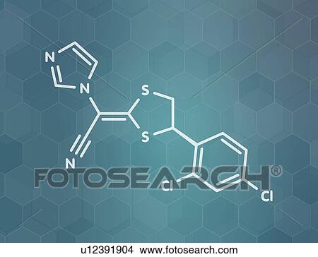 Picture - Luliconazole antifungal drug, molecular model. Fotosearch