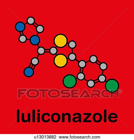 Stock Image - Luliconazole antifungal drug, molecular model. Fotosearch