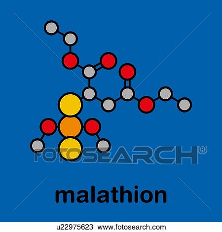 Stock Image - Malathion insecticide, molecular model. Fotosearch