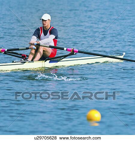Stock Photo - Man rowing scull. Fotosearch
