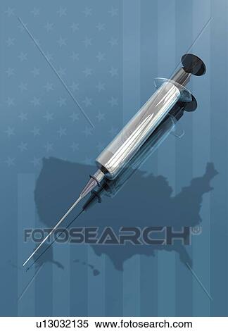 Stock Photography - Map of the USA and hypodermic syringe, illustration.. Fotosearch