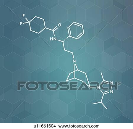 Picture - Maraviroc HIV drug, molecular model. Fotosearch