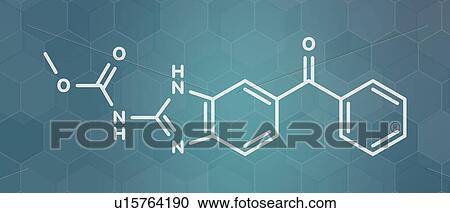 Stock Image - Mebendazole anthelmintic drug, molecular model. Fotosearch