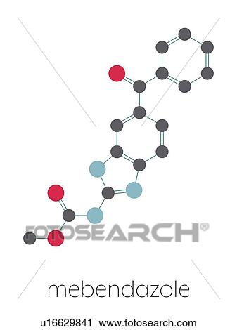 Stock Image - Mebendazole anthelmintic drug, molecular model. Fotosearch