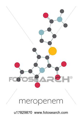 Stock Image - Meropenem broad-spectrum antibiotic drug, molecular model. Fotosearch
