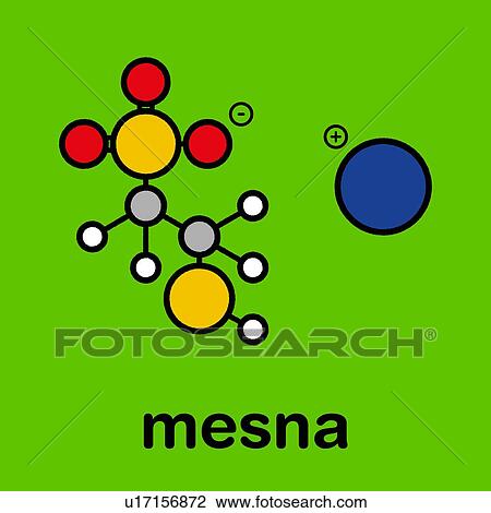 Stock Image - Mesna chemotherapy adjuvant and mucolytic drug molecule. Fotosearch