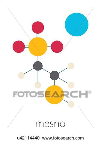 Stock Image - Mesna chemotherapy adjuvant and mucolytic drug molecule. Fotosearch