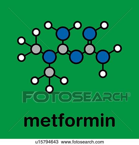 Stock Image - Metformin diabetes drug, molecular model. Fotosearch