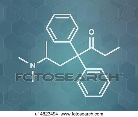 Picture - Methadone opioid dependency drug, molecular model. Fotosearch