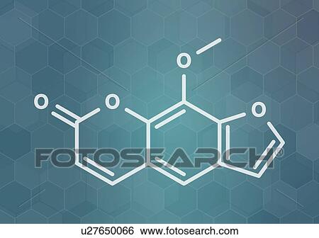 Stock Photograph - Methoxsalen skin disease drug, molecular model. Fotosearch