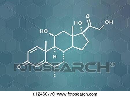Stock Image - Methylprednisolone corticosteroid drug, molecular model. Fotosearch