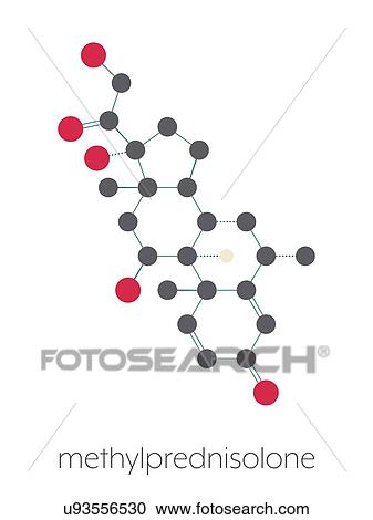 Stock Image - Methylprednisolone corticosteroid drug, molecular model. Fotosearch