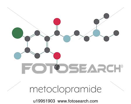 Stock Image - Metoclopramide nausea and vomiting drug, molecular model. Fotosearch