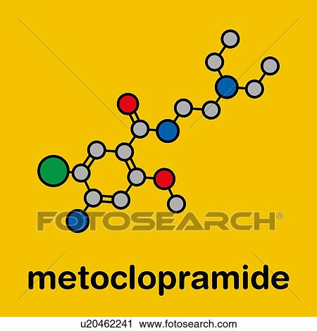Stock Image - Metoclopramide nausea and vomiting drug, molecular model. Fotosearch