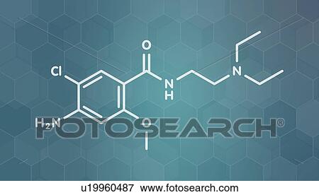 Stock Photo - Metoclopramide nausea and vomiting drug, molecular model. Fotosearch