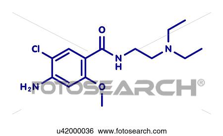 Stock Photograph - Metoclopramide nausea and vomiting drug, molecular model. Fotosearch