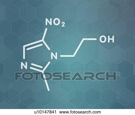 Stock Image - Metronidazole antibiotic drug, molecular model. Fotosearch