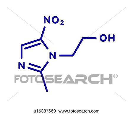 Stock Photo - Metronidazole antibiotic drug, molecular model. Fotosearch