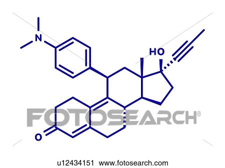 Stock Image - Mifepristone abortion-inducing drug, molecular model. Fotosearch